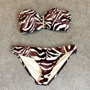 La Blanca Brown and White Zebra Print Bikini